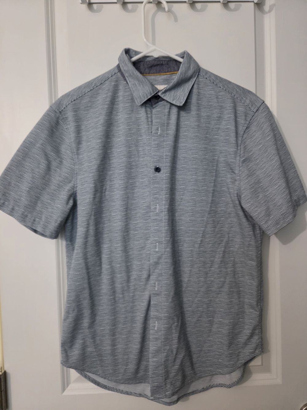 Boys' Short-Sleeve Button-Down Shirt - Light Blue Stripe